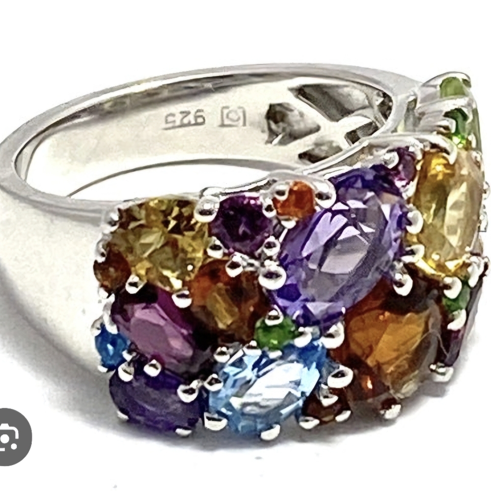 Multicolor Gemstone Silver Ring